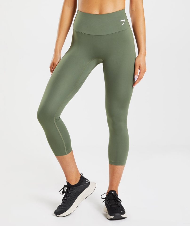 Women\'s Gymshark Training 7/8 Leggings Olive | NZ 8QKAFJ